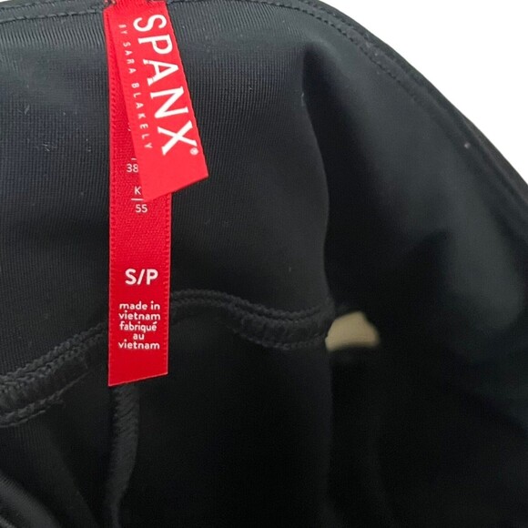 Spanx Faux Leather Black White Side Stripe Pull On Leggings Womens Size Small - Picture 9 of 12